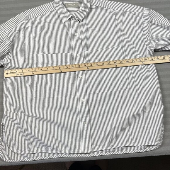 Everlane Shirt Mens Medium Gray Stripe Button Up Organic Cotton Long Sleeve - Picture 6 of 12